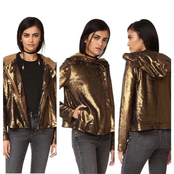 Gold Sequin Jacket Free People size M - Picture 2 of 12